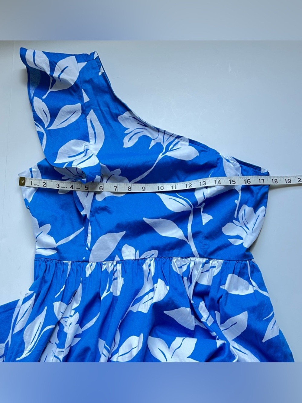 J.Crew One-Shoulder Midi Dress Blue White Floral Size 10 - Picture 12 of 13